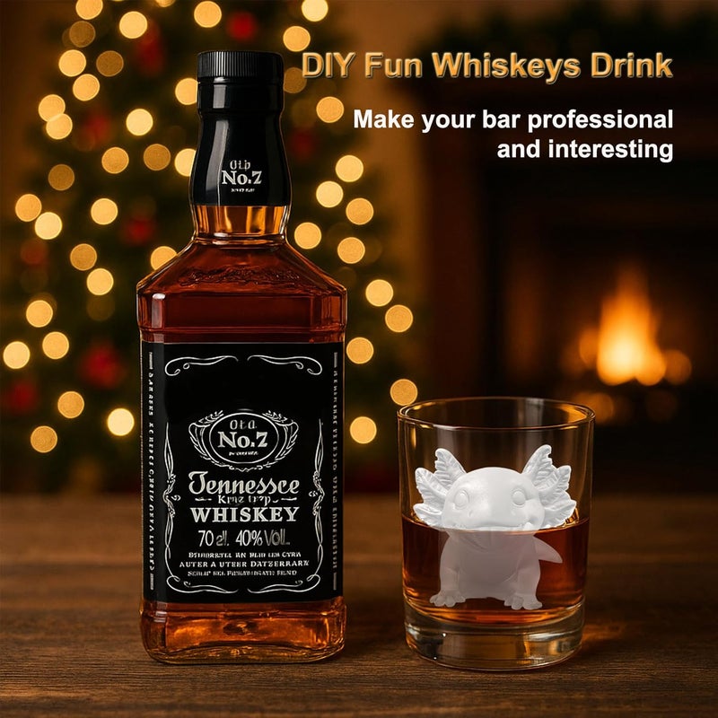 SIUPER 3D Axolotl Ice Cube Silicone Molds Tray for Whiskey, Cocktail, Drink, Bar; Rich Details. Fun Animal Mold for DIY Craft Taba Squishy Chocolate Soap Candle Resin Gift for Women Girls Boys; 2 Pack - Image 2